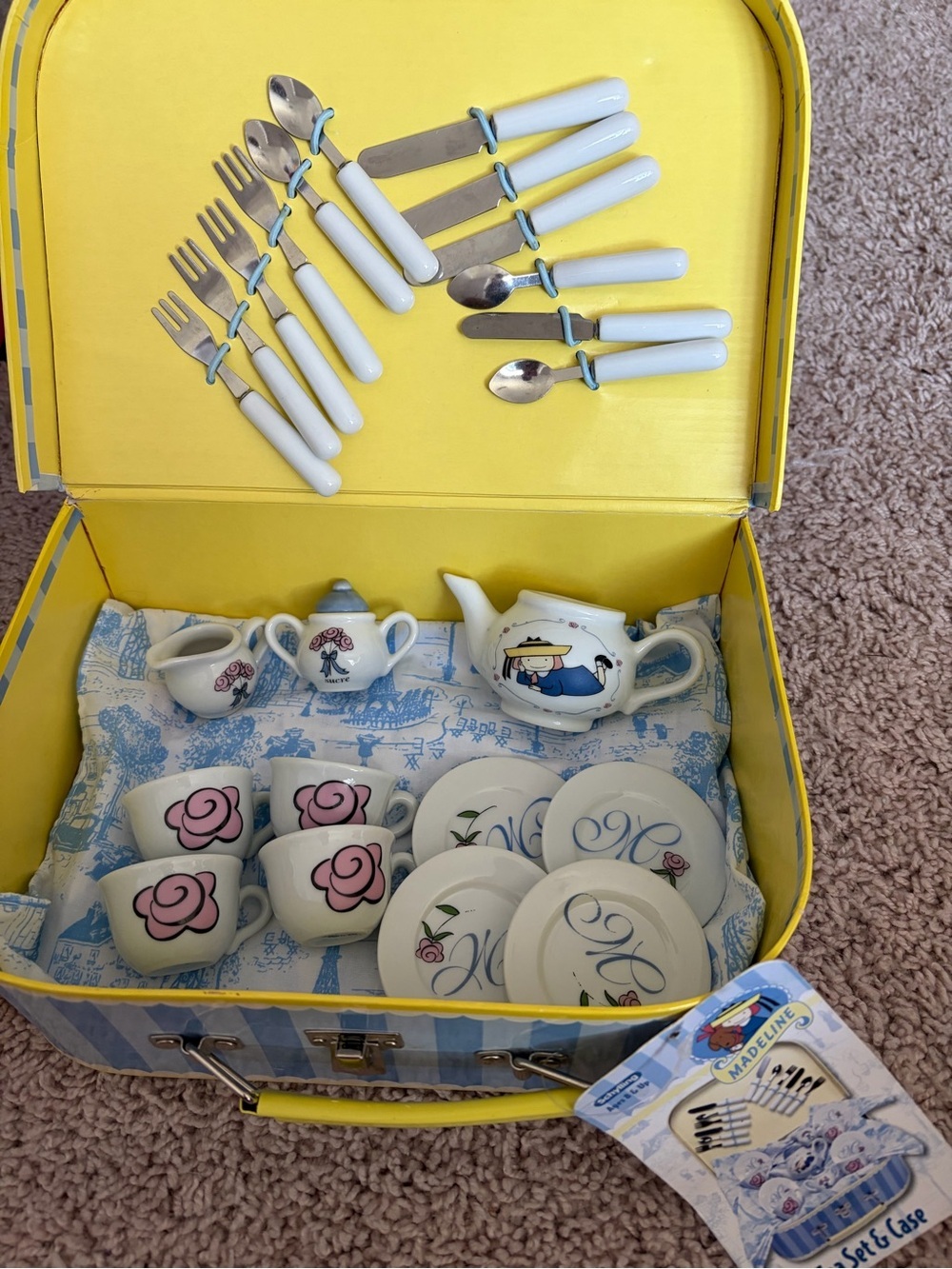 Children's 2002 Schylling Madeline Porcelain Tea Party Set With Carrying Case